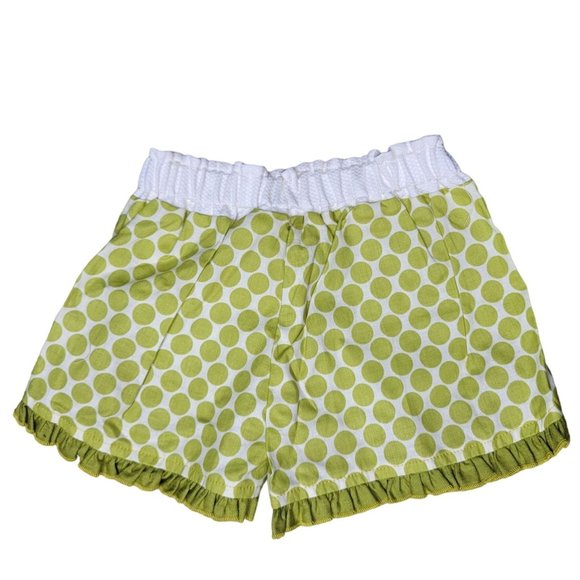 Persnickety green polka dot ruffle shorts spring summer 100% cotton size 18m - Picture 4 of 4